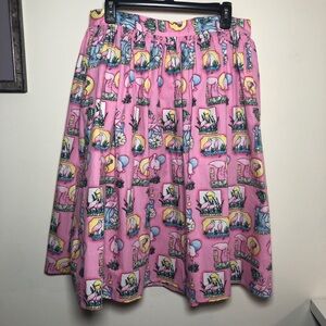Hell Bunny Vixen 50s Swing Skirt 100% Cotton XL Pink Flamingos Beach Pockets